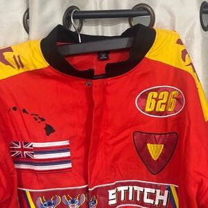 Disney  Stitch Red Graphic Jacket with Yellow Accents NWOT